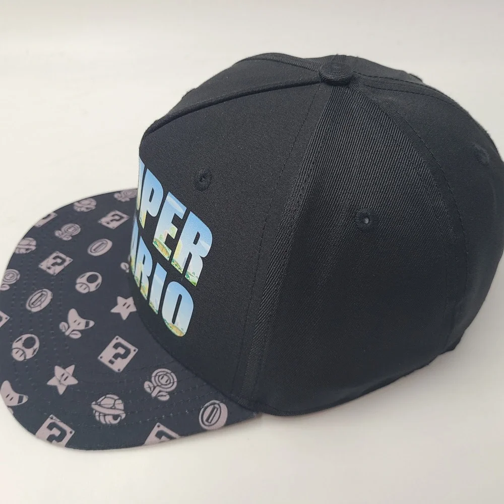 Youth Super Mario Hat Snapback Nintendo Black Gray Bros Video Games Logo Boys